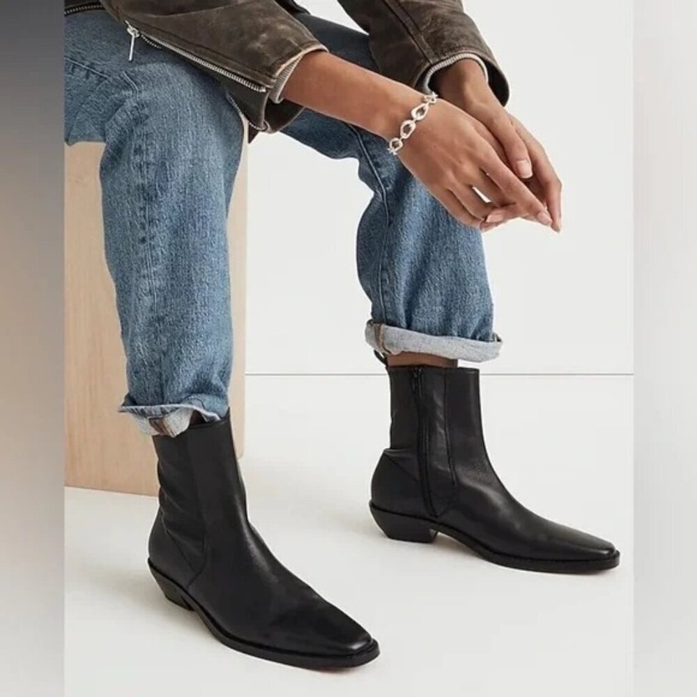 Madewell The Idris Ankle Boot Leather NX431 Academia Biker Classic Timeless - Picture 2 of 14